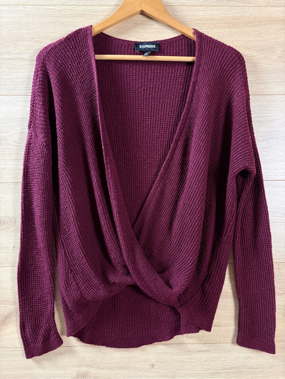 NEW Express Women's Burgundy Wine Twist-Front Knit Layering Sweater XS